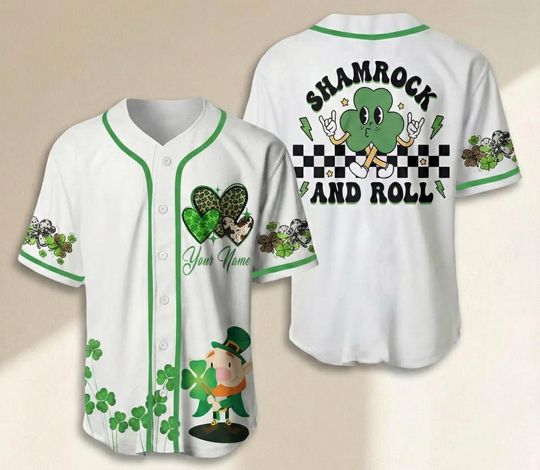 Custom Patrick's Day Baseball Jersey, Lucky Charm Jersey, Irish Lucky Shirt, Shamrock St, Patty's Day Gift, Baseball Team Outfit