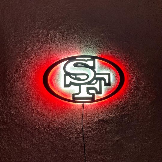 San Francisco 49ers LED Wall Sign: Black Composite Illuminated Sports Team Logo