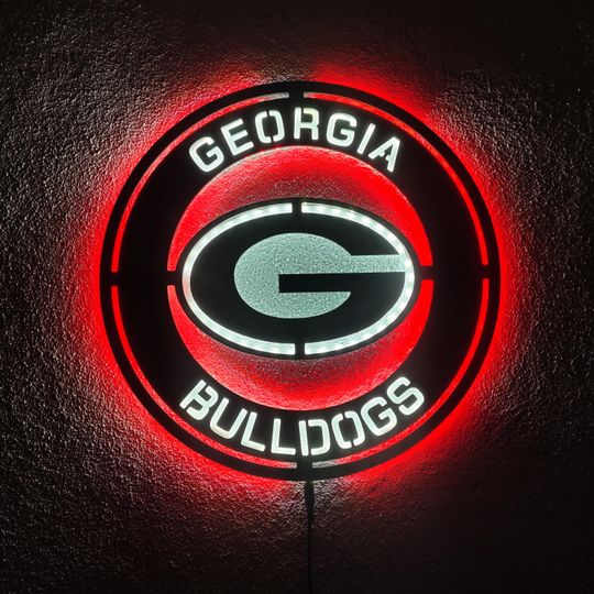 GA bulldogs LED Wall Sign: Black Composite Illuminated Sports Team Logo