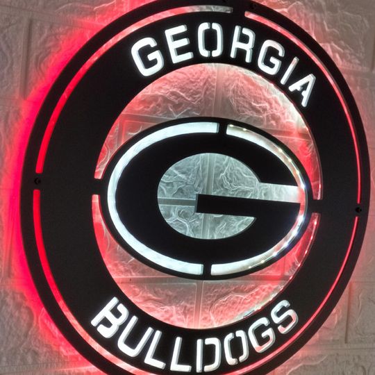 GA bulldogs LED Wall Sign: Black Composite Illuminated Sports Team Logo