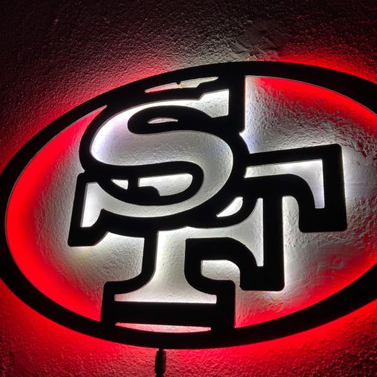 San Francisco 49ers LED Wall Sign: Black Composite Illuminated Sports Team Logo