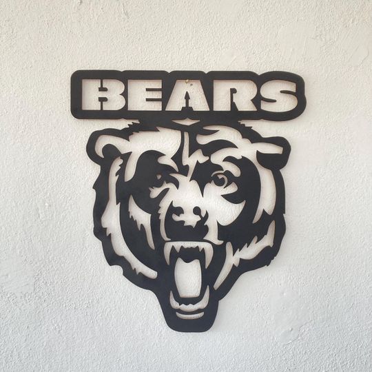 Chicago Bears LED Wall Sign: Black Composite Illuminated Sports Team Logo