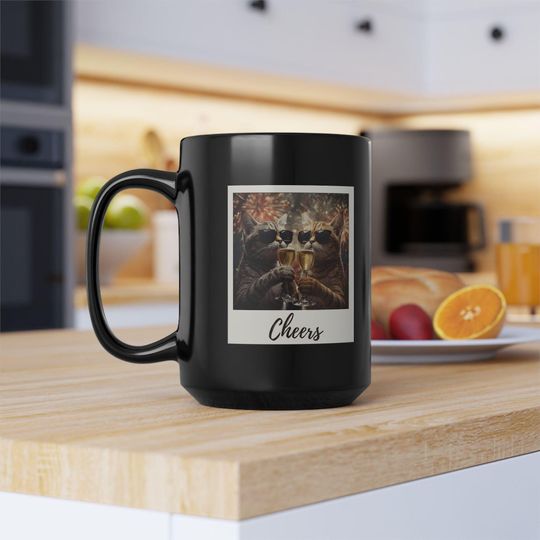 Cats Drinking Champagne Cheers New Year Mug