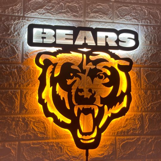 Chicago Bears LED Wall Sign Metal Sign for Man Cave Decor