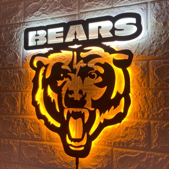 Chicago Bears LED Wall Sign Metal Sign for Man Cave Decor