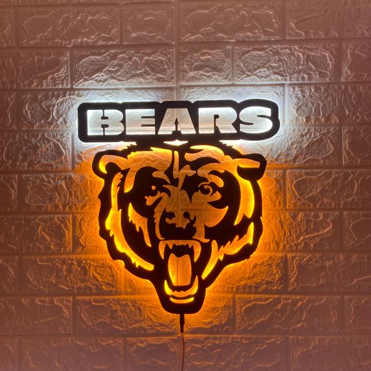 Chicago Bears LED Wall Sign Metal Sign for Man Cave Decor