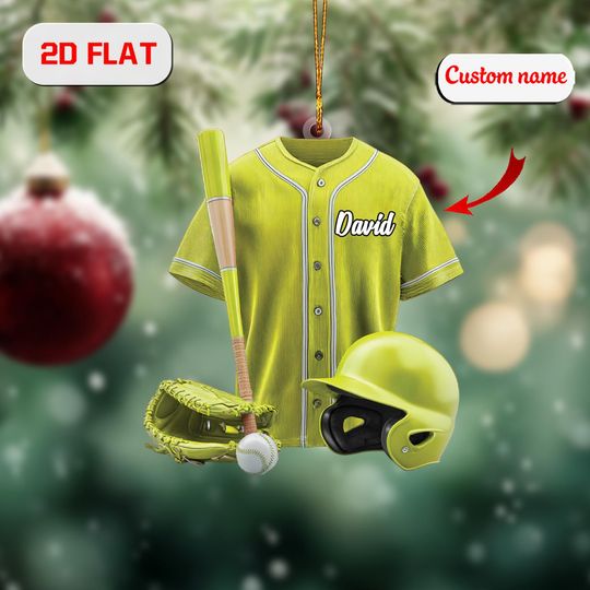 Personalized Baseball Ornament: 2D Acrylic Christmas Decor