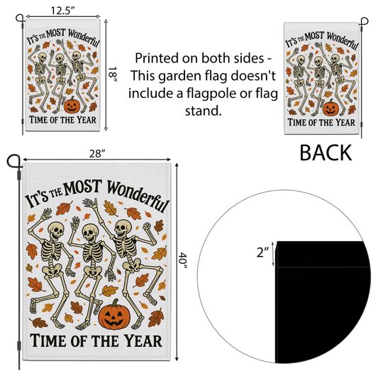 Funny Dancing Skeletons Halloween Garden Flag: Spooky Fall Decor