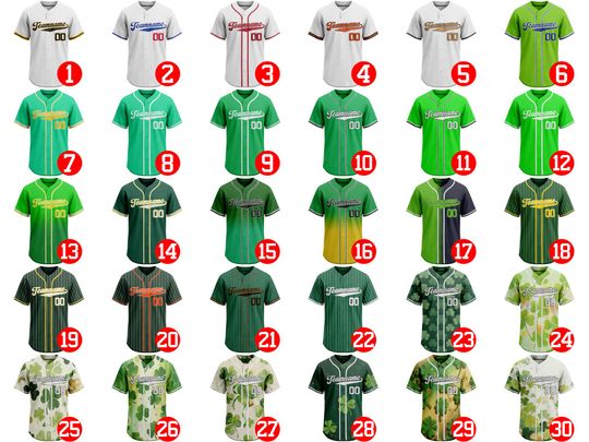 Custom Baseball JerseyPersonalized Name Number Logo, Lucky Team uniform, St. Patrick's Day Birthday Gift for Men Women Kid Toddler Fans