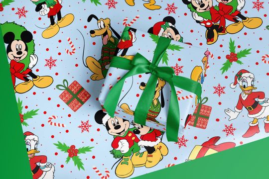 Classic Mouse Christmas Wrapping Paper, Magical Holiday Gift Wrap for Kids