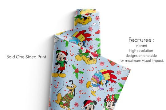 Classic Mouse Christmas Wrapping Paper, Magical Holiday Gift Wrap for Kids