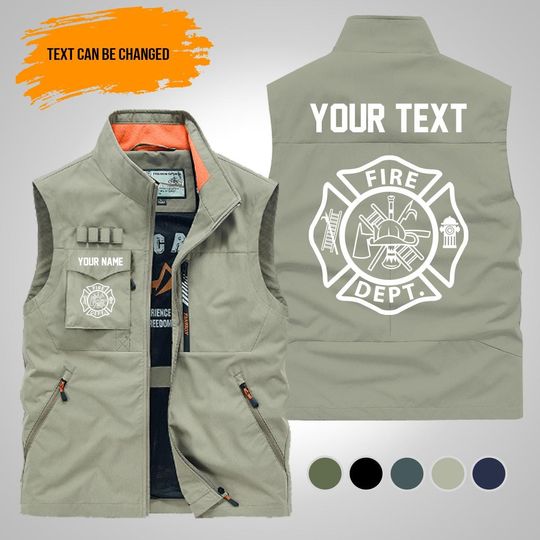 Personalized Name Love Firefighter Multi-Pocket Vests