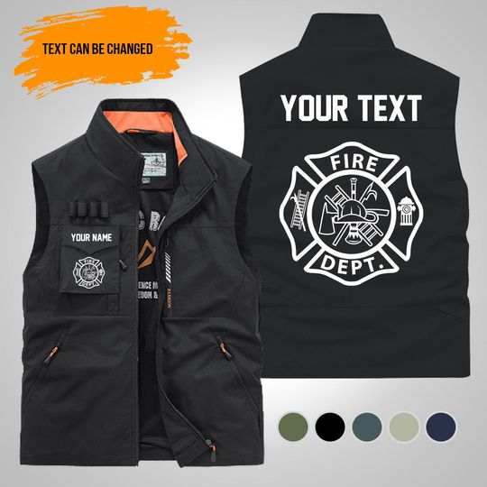 Personalized Name Love Firefighter Multi-Pocket Vests