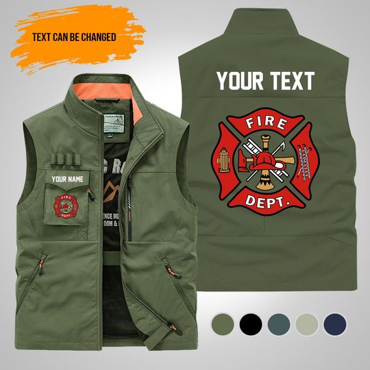 Personalized Name Proud Love Firefighter Multi-Pocket Vests