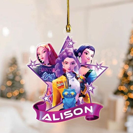 Custom Kpop Demon Hunter Christmas, Halloween Acrylic Ornament, Custom Huntrix Ornament, Decor Acrylic Ornament