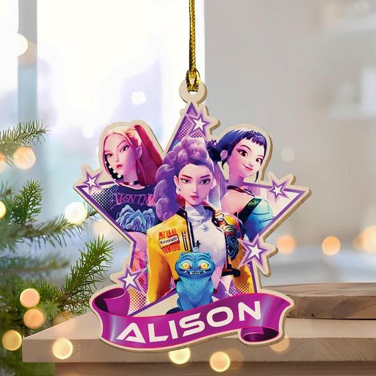 Custom Kpop Demon Hunter Christmas, Halloween Acrylic Ornament, Custom Huntrix Ornament, Decor Acrylic Ornament