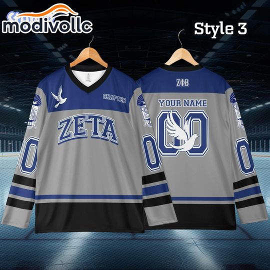 Zeta Phi Beta Custom Hockey Jersey - Personalized Greek Letter Sports Shirt