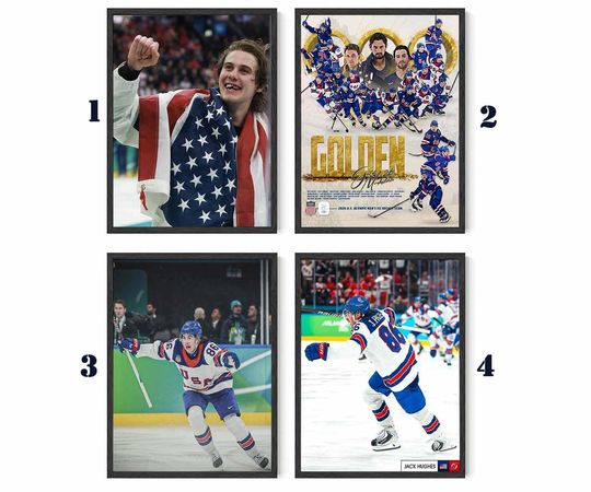 Jack Hughes USA Hockey 2026 Winter Olympics Poster