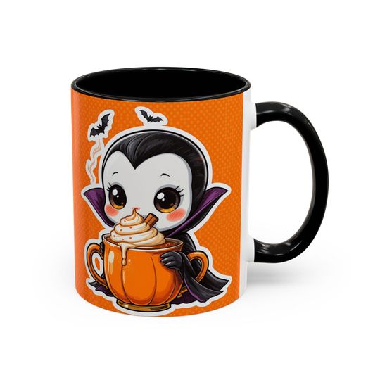 Pumpkin Spice Vampire Mug | Cute Halloween Accent Mug, Vampire Coffee Cup