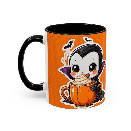 Pumpkin Spice Vampire Mug | Cute Halloween Accent Mug, Vampire Coffee Cup