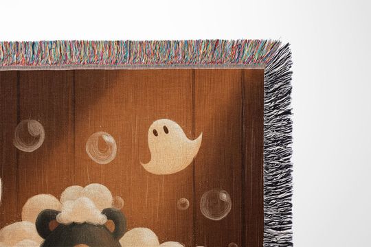 Spooky Cute Bear Woven Blanket | Jack o Lantern Bathtub Nursery Throw | Personalized Gift | Baby Blanket for Crib | Halloween Gift