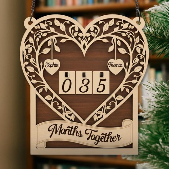 Personalized Months Tracker Sign: Custom Names Flip Counter Design
