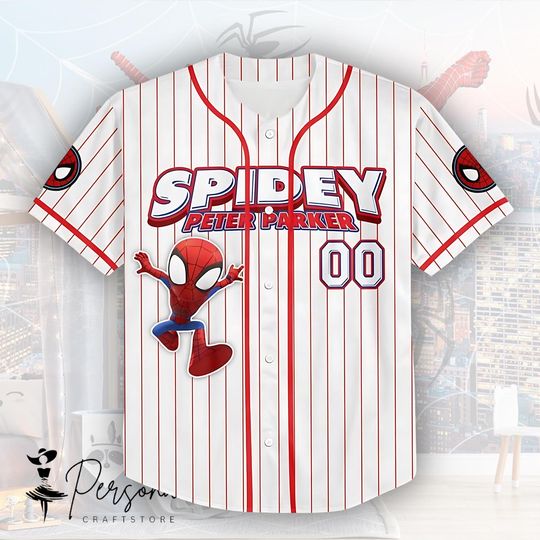 Personalize Spidey And His Amazing Friends Baseball Jersey, Custom Spider Ghost Spidey Spin Jersey.