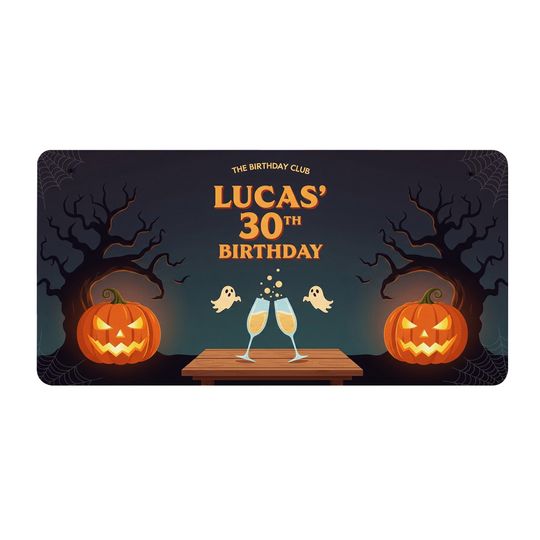 Halloween Birthday Desk Mat: Custom Spooky Pumpkin Party Decor