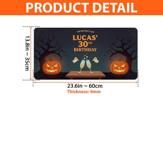 Halloween Birthday Desk Mat: Custom Spooky Pumpkin Party Decor