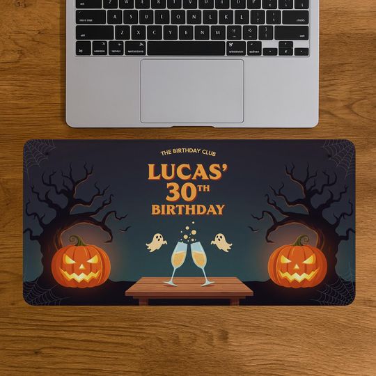 Halloween Birthday Desk Mat: Custom Spooky Pumpkin Party Decor