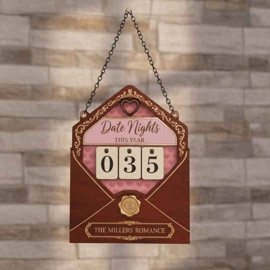 Wooden Date Night Tracker Decor for Couples, Custom Name Date Counter Sign, Romantic Relationship Keepsake, Anniversary Wedding Gift