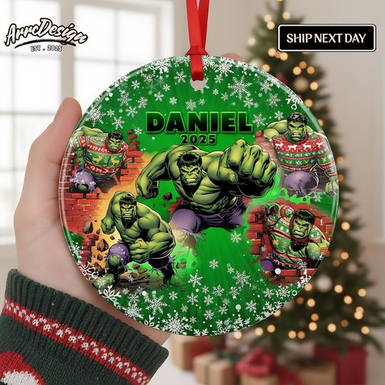 Personalized Hulk Christmas Ornament: Custom Superhero Gift