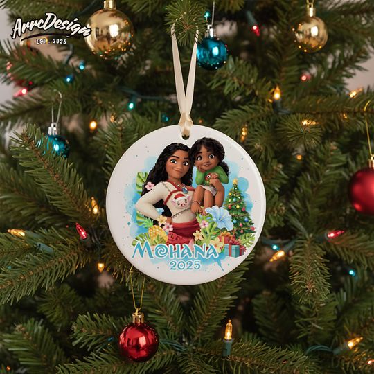 Personalized Moana and Simea Ornament: Ceramic 2025 Holiday Keepsake