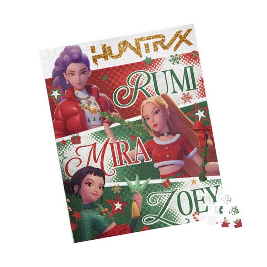 Huntrix K-Pop Demon Hunters Christmas Jigsaw Puzzle with Rumi, Mira, Zoey