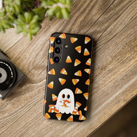 Halloween Ghost Phone Case: Candy Corn Design, Tough Protection