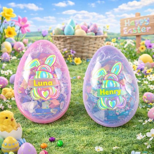 Personalized Jumbo Easter Eggs: Custom Large Easter Egg, Basket Stuffers, Fillable Easter eggs, Kids Easter Eggs