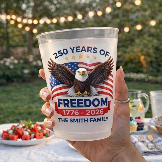 Custom USA 250th Anniversary Gifts, Personalized Plastic Cups,Together We Celebrate Cups,USA Semiquincentennial Party Favors,July 4th Gifts