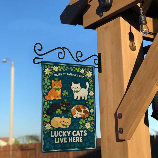 Lucky Cats St. Patrick's Day Garden Flag