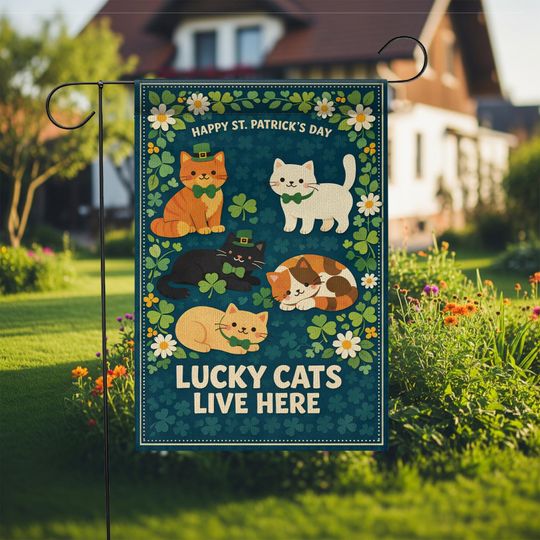 Lucky Cats St. Patrick's Day Garden Flag