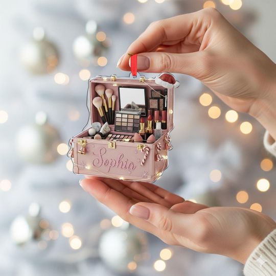 Personalized  Holiday Makeup Kit: Choose Color, Personalized Name, Santa Hat, Gift Box Set