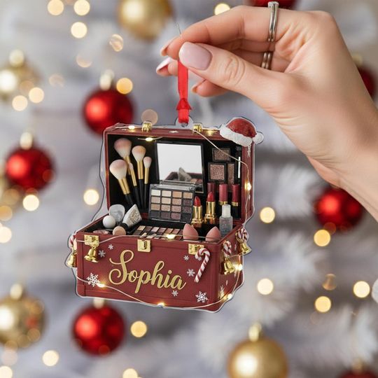 Personalized  Holiday Makeup Kit: Choose Color, Personalized Name, Santa Hat, Gift Box Set