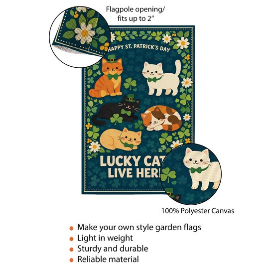Lucky Cats St. Patrick's Day Garden Flag
