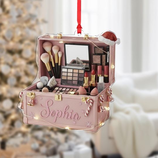 Personalized  Holiday Makeup Kit: Choose Color, Personalized Name, Santa Hat, Gift Box Set
