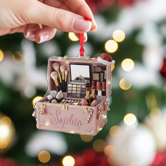 Personalized  Holiday Makeup Kit: Choose Color, Personalized Name, Santa Hat, Gift Box Set