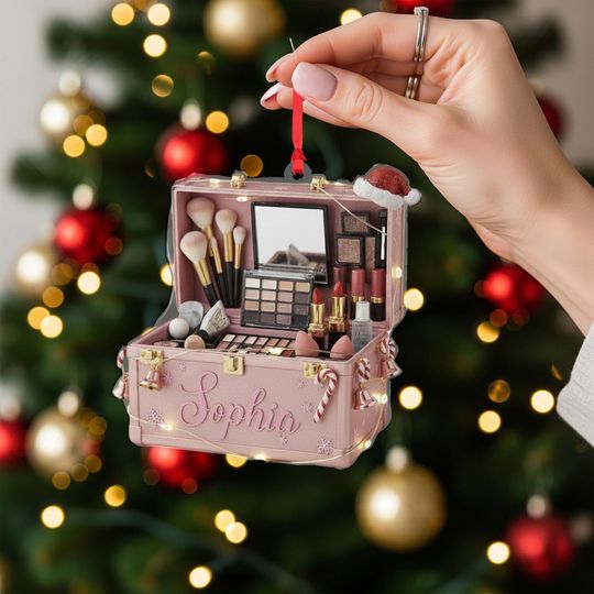 Personalized  Holiday Makeup Kit: Choose Color, Personalized Name, Santa Hat, Gift Box Set