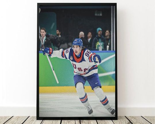 Jack Hughes USA Hockey Poster 2026 Winter Olympics Gold Medal Sports Wall Art