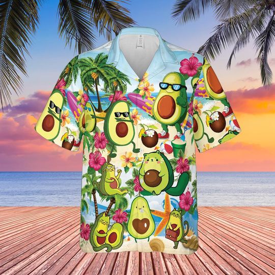 Funny Avocado Hawaiian Shirt: Tropical Beach Aloha Outfit
