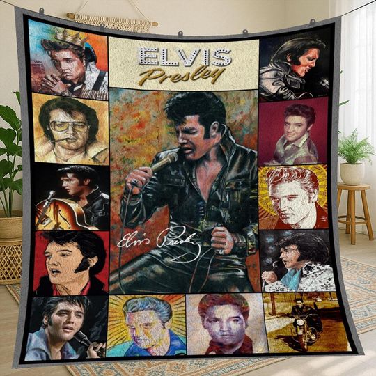 Elvis Presley Vintage Fleece Blanket for Christmas and Gifts