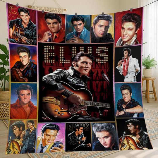 Elvis Presley Vintage Fleece Blanket for Christmas