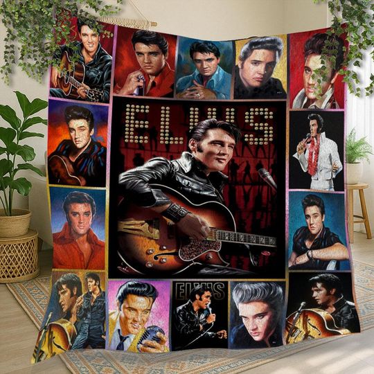 Elvis Presley Vintage Fleece Blanket for Christmas